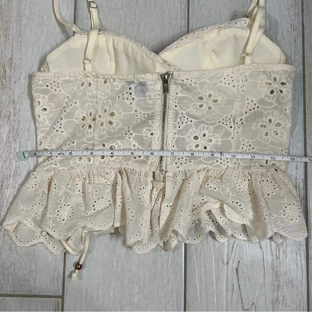 Eyelet Corset Zip Cami White - Image 3