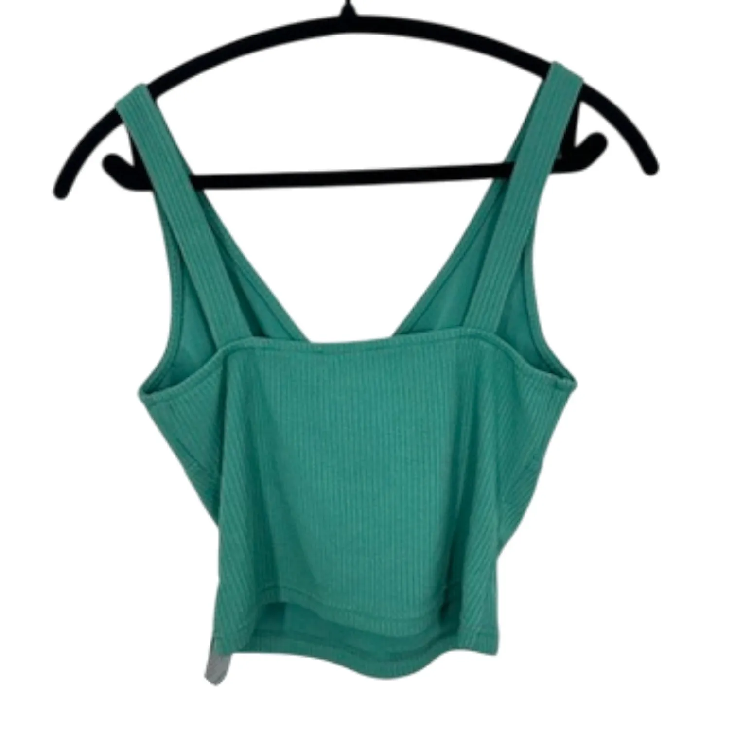 Lulus  Ribbed V Neck Cropped Tank Top Teal Green Size Medium NWT - Image 3