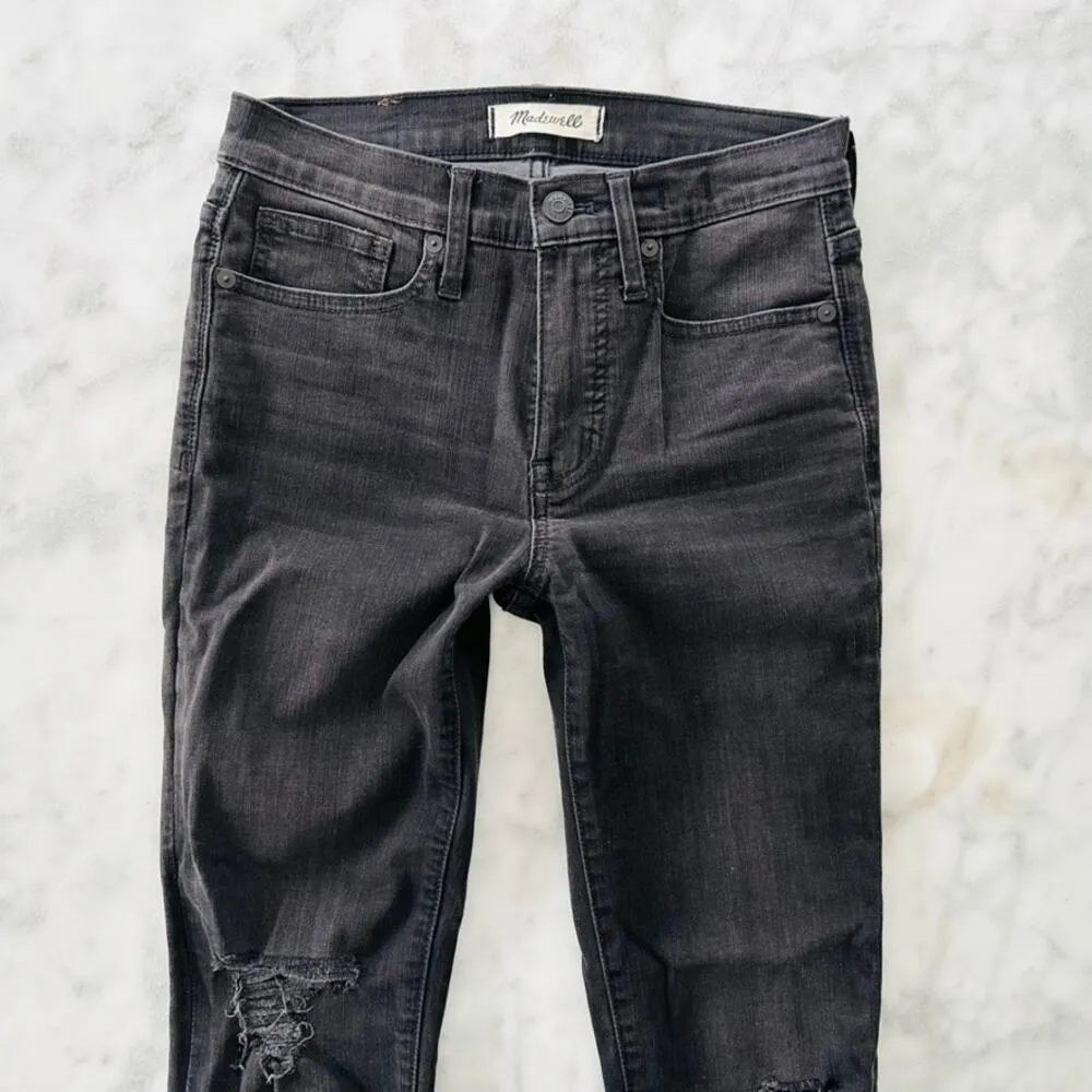 Paige Skyline Ankle Peg Black Slashed Knee 25 Skinny Jeans Distressed - Image 3