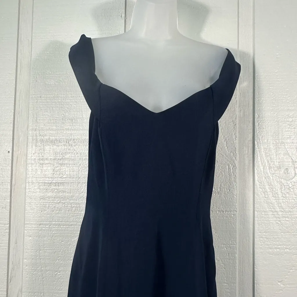 Dressy Collection By Vivian Diamond Navy Blue Off the Shoulder Dress Sz … - Image 5