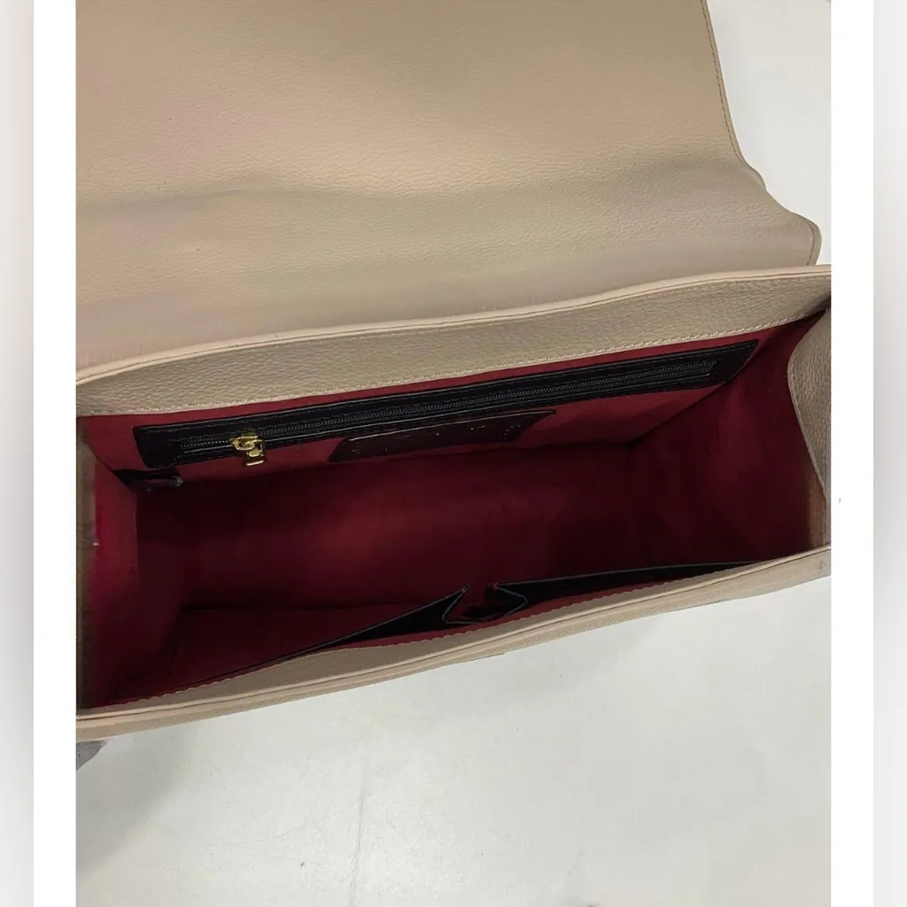 Sharif Satchel Floral Design Floral Embellished Beige and Burgundy Handbag NWT Red - Image 7