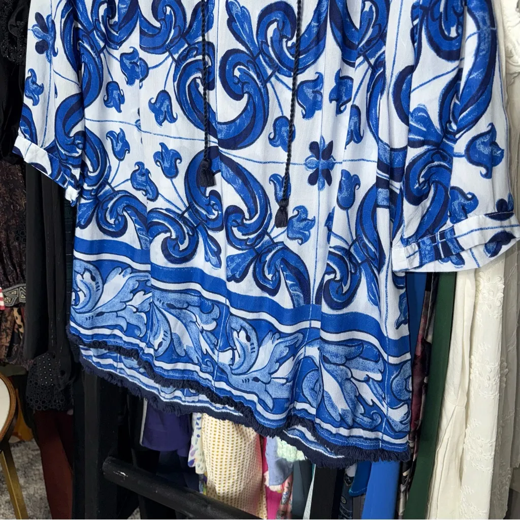 Tuckernuck Capri Blue Majolica Tile Bondi Coverup Dress - Image 8