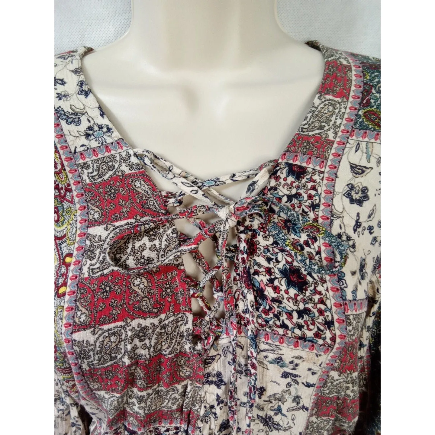 American Eagle Outfitters Romper Small Paisley‎ Boho  Long Sleeve - Image 2