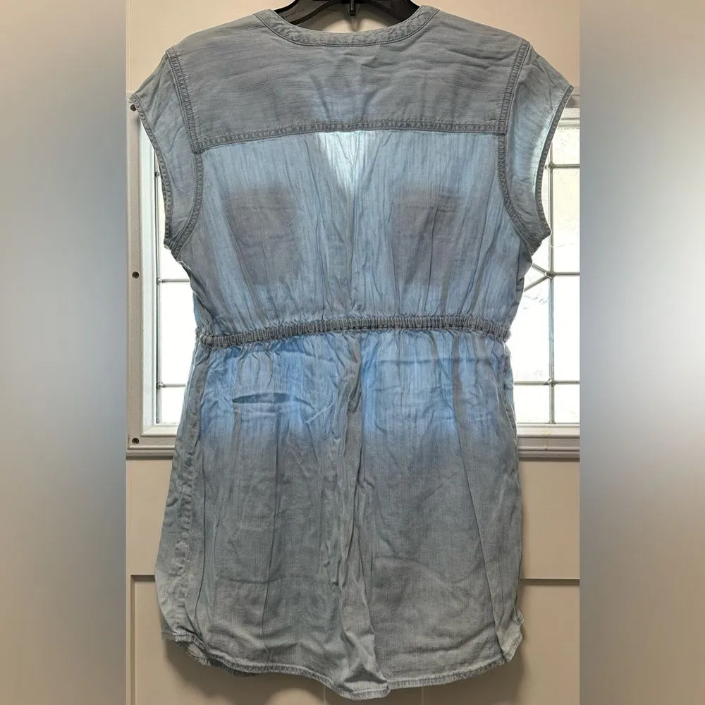 Motherhood Maternity Denim Top Blue Drawstring (506) - Image 3