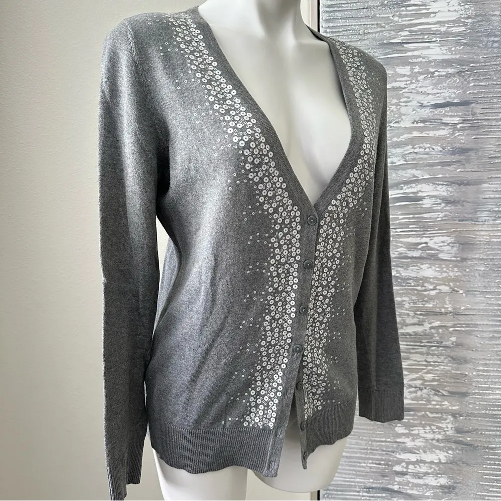 Ann Taylor LOFT Gray Women’s Cardigan Size M - Image 10