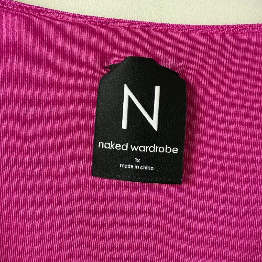 Naked Wardrobe Ruched Front V-Neck Crop Tank Womens‎ Size 1X Pink - Image 2