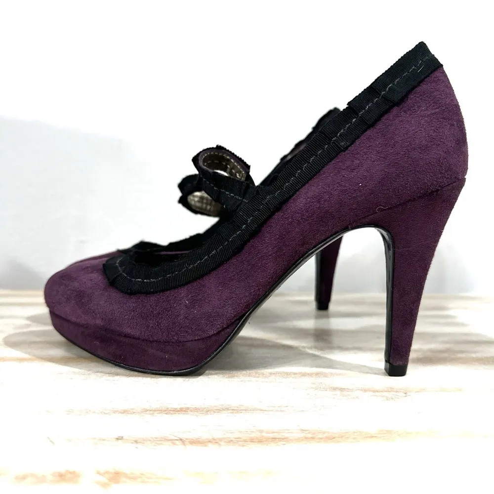 Boden Made In BRAZIL Purple Suede Heels Mary Jane Pumps Size 36 US Sz 6 Y2K - Image 2