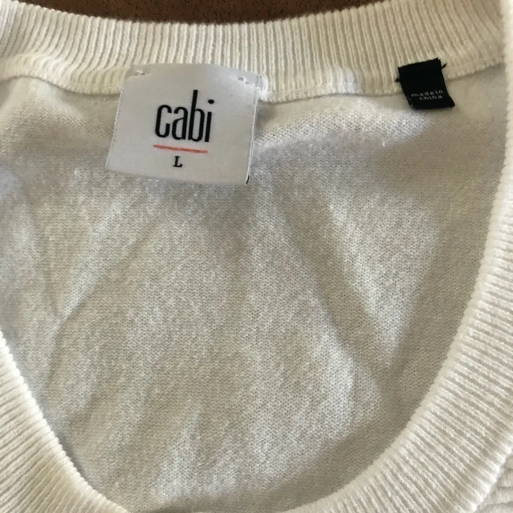 CAbi White Fencing Cardigan Ribbed Knit Sz. L - Image 3