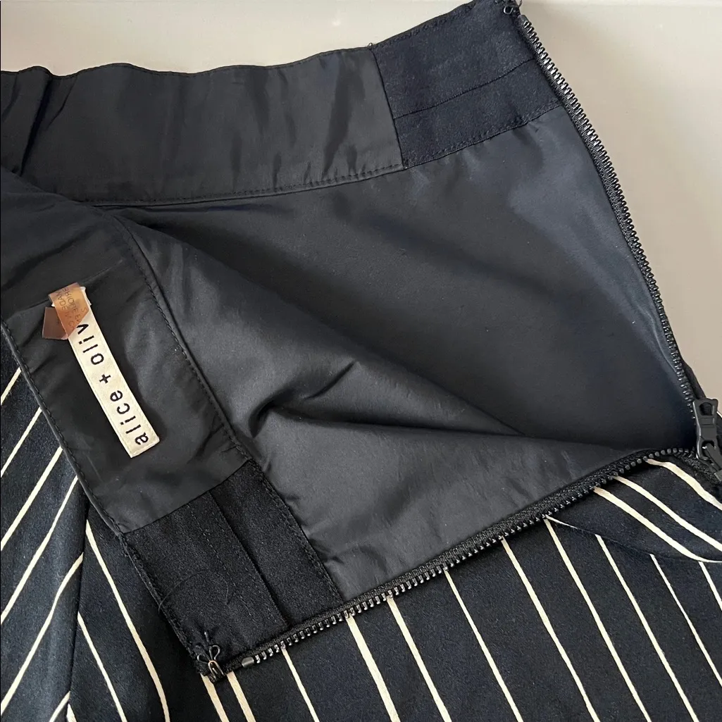 Alice + Olivia Striped Flare Mini Skirt Black/White Size 2 - Image 3
