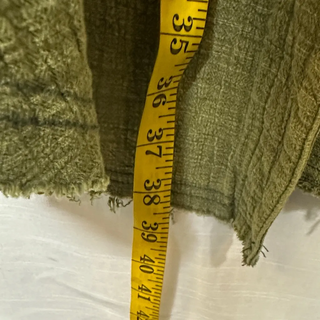 POLOversized  Olive Button-Up Shabby Chic Shirt /Jacket with Peace Sign - Image 10