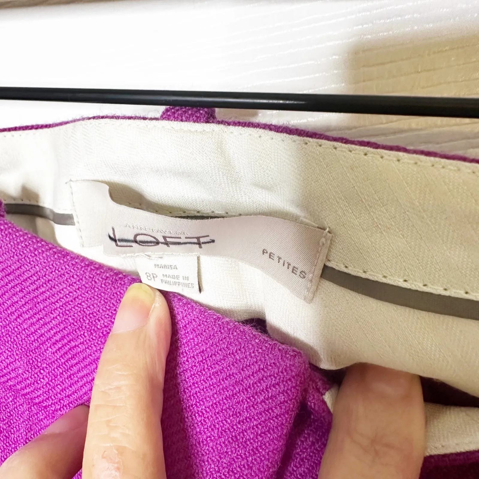 LOFT Magenta Wool Blend Tailored Career Dress Pants Womens Size 8 Petite - Image 2