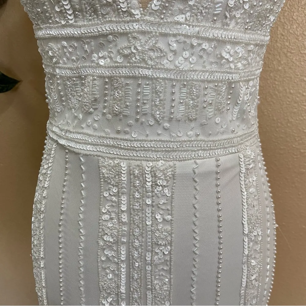 NWOT Lulus Stunning Vow White Beaded Sequin Maxi Dress - Image 6