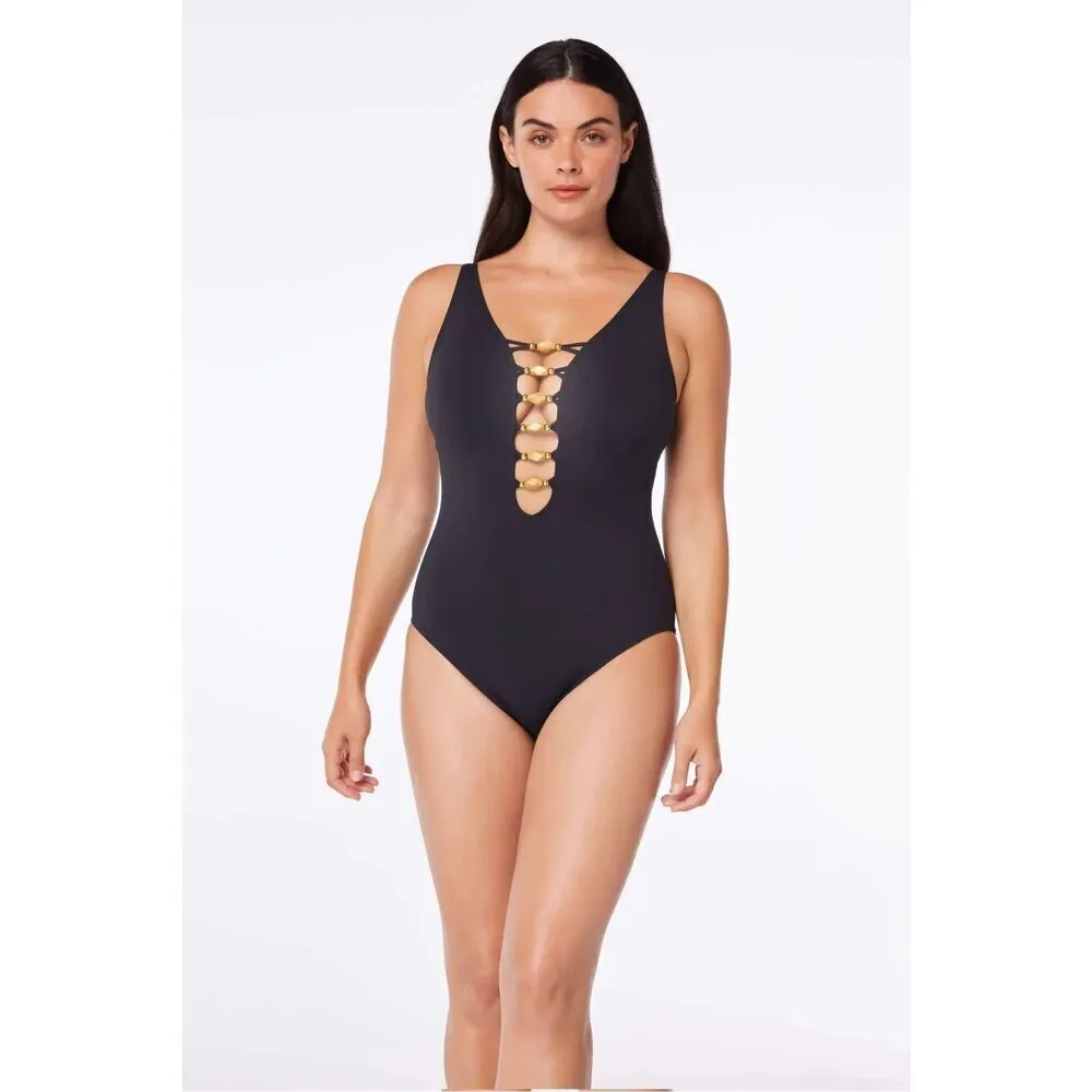 New. Bleu Rod Beattie lace down beaded swimsuit. 20W. Retails $145 - Image 3