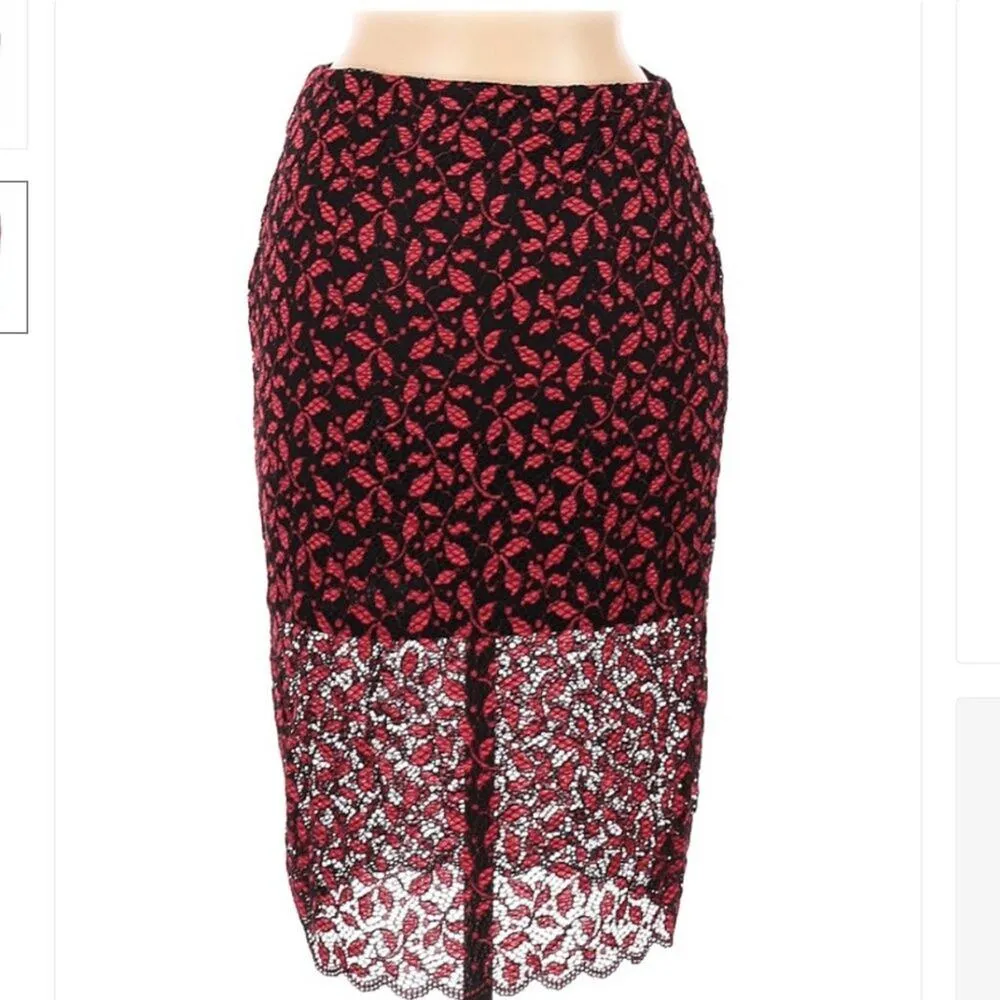 Zara Trafaluc Lace Red Skirt Medium - Image 5