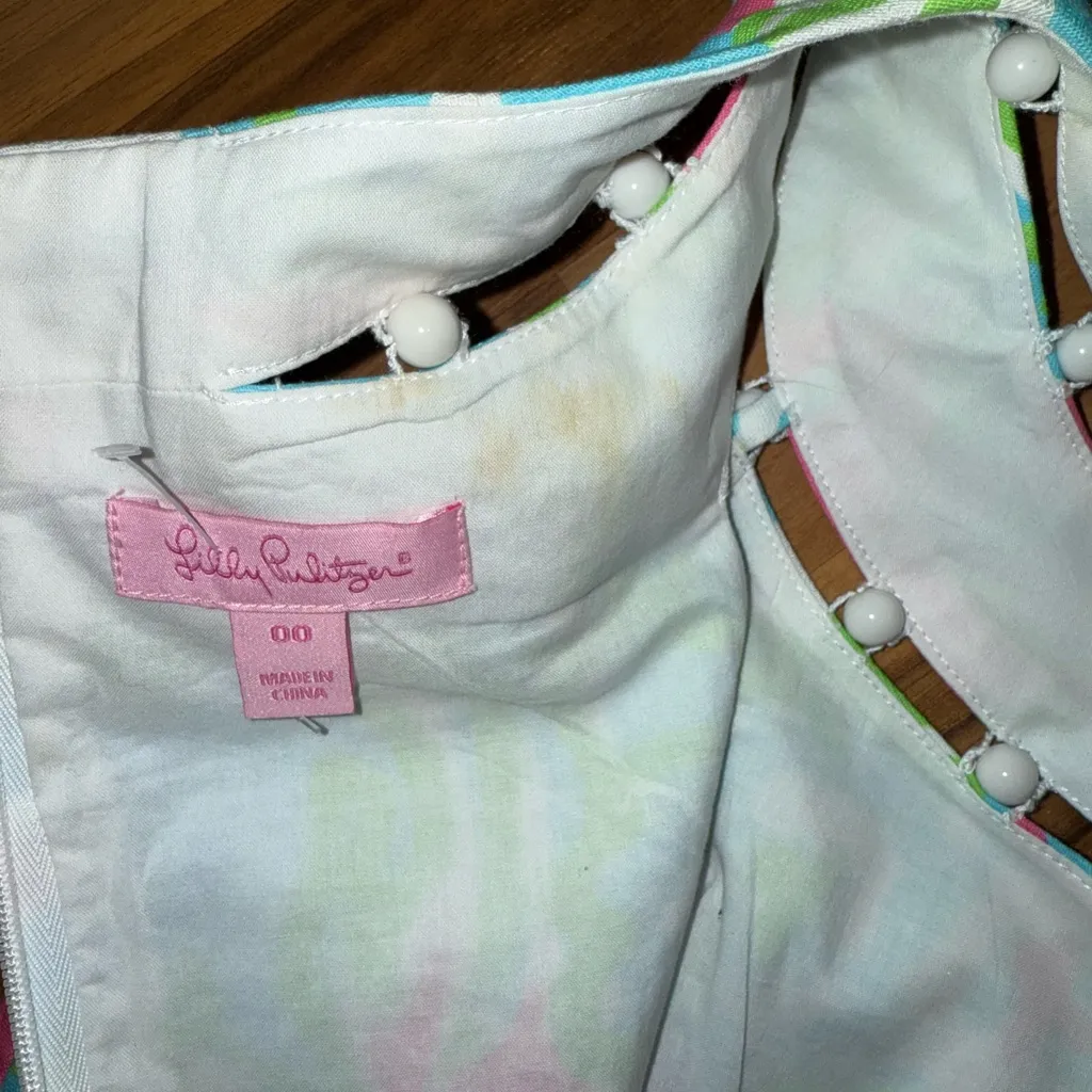 Lily Pulitzer‎ women size 00 floral all over print dress pink green, wedding - Image 5