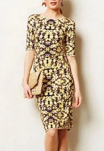 la vi by sam & lavi yellow floral midi form fitting dress Size XS - $80  (49% Off Retail) - From Stylebymiriam