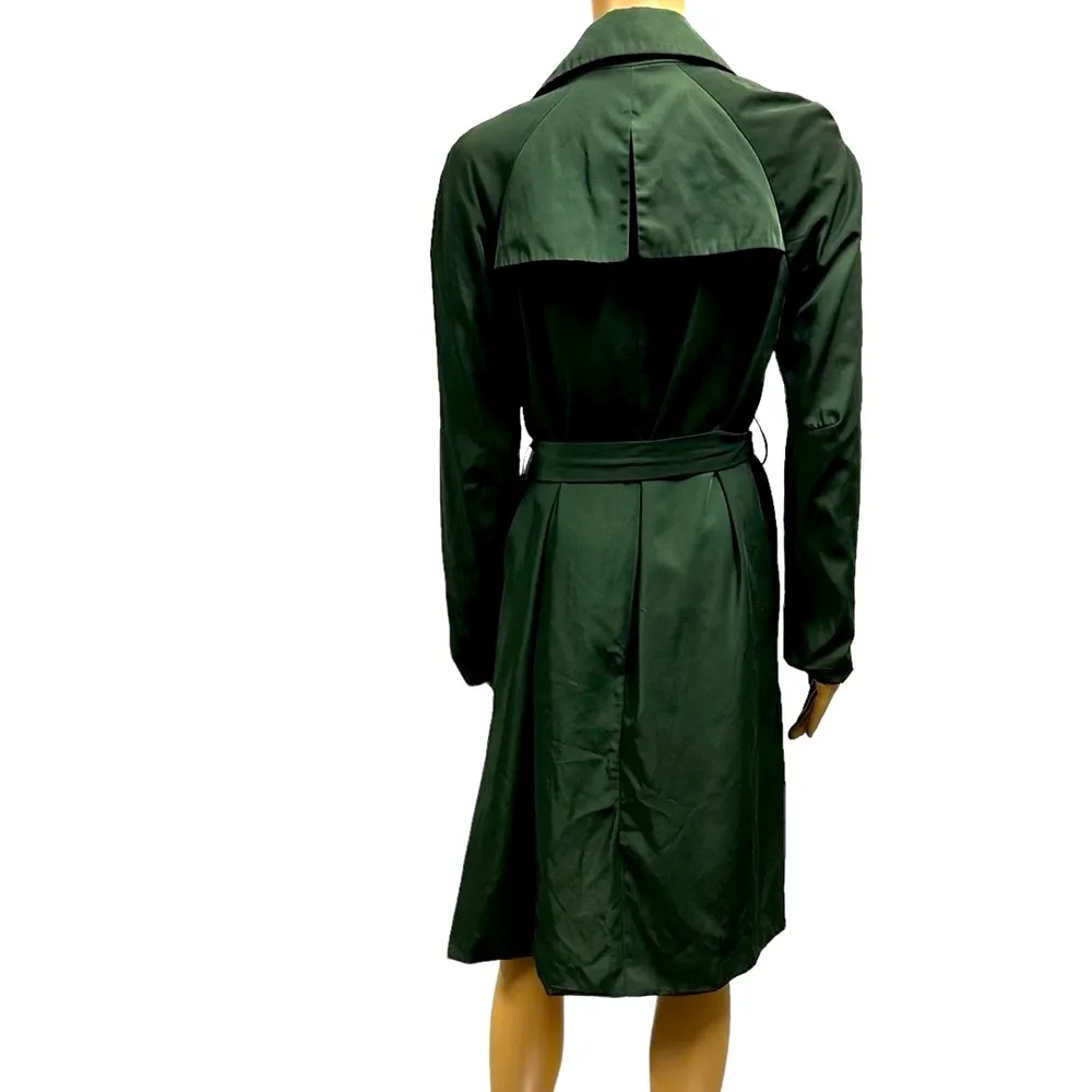 Zara Basic Green Belted Open Front Trench Coat with Pockets Womens XS - Image 4