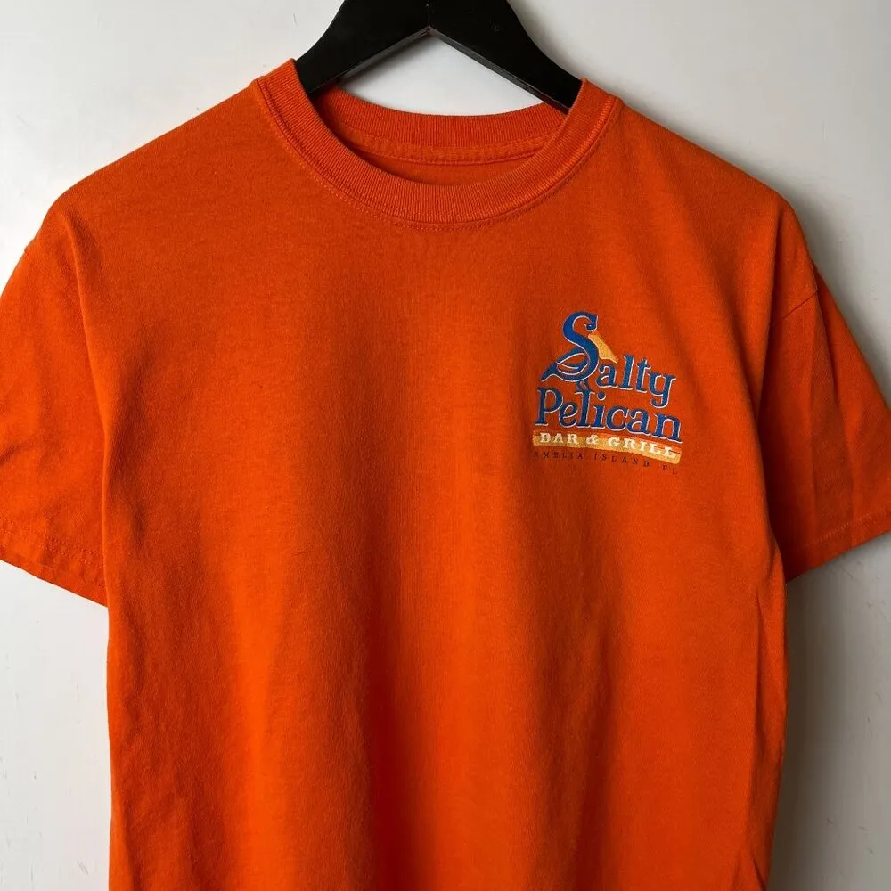 Salty Pelican Bar & Grill T Shirt Orange Small S Graphic Tee Cotton Short Sleeve - Image 4