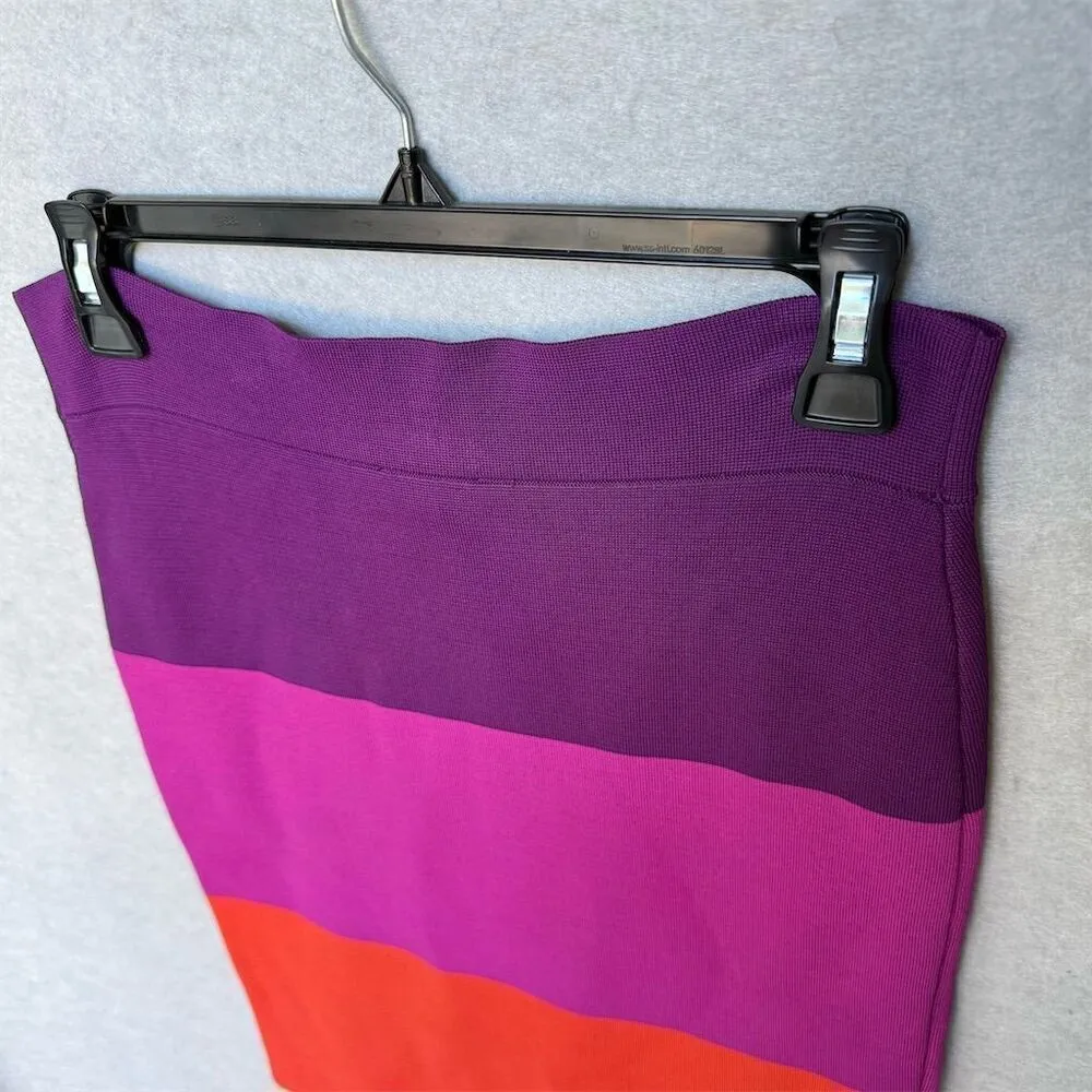 BCBGMAXAZRIA Women's M Colorblock Bandage Knee Length Skirt Multicolor - Image 2