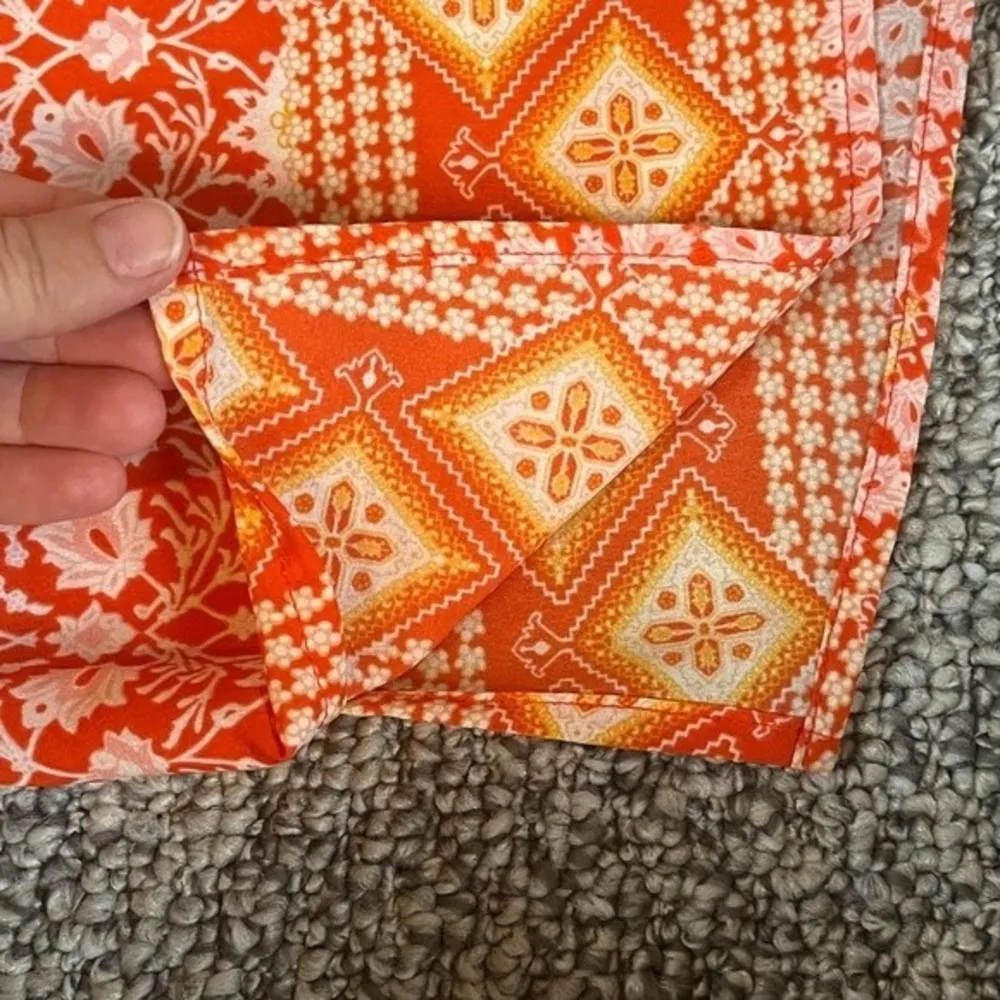 Orange Floral Patterned Cap Sleeve Top Size Medium - Image 7