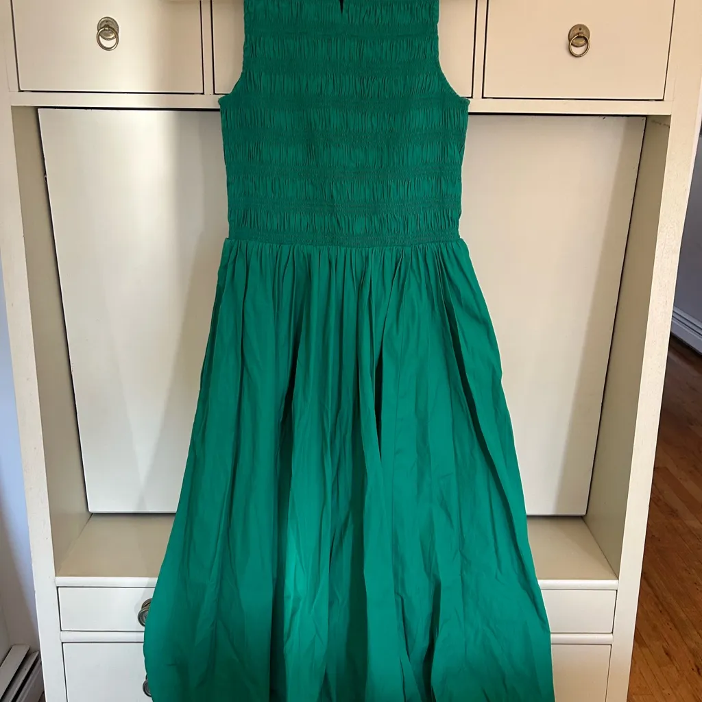 Madewell NWT The Melody Bubble-Hem Smocked Midi Dress in Poplin sz S - Image 6