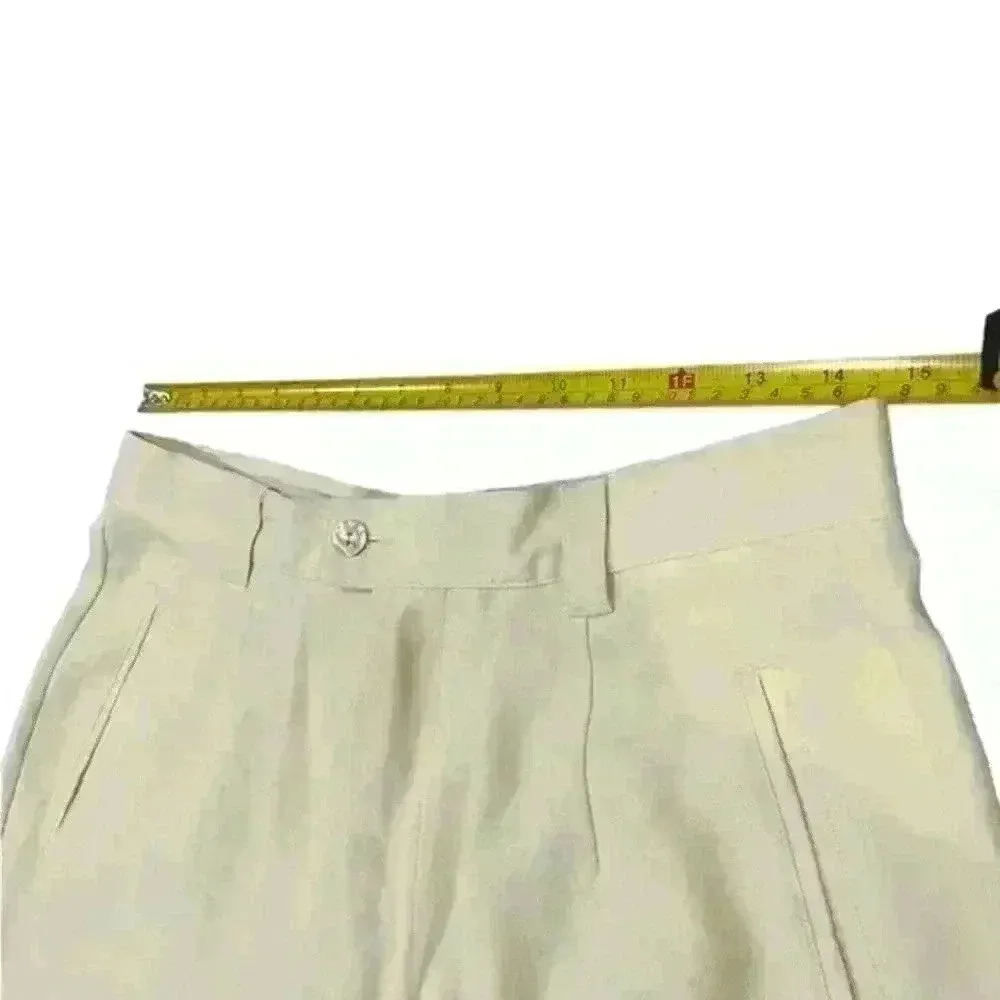 Tommy Bahamas 100% Silk‎ Pale Yellow Women’s Shorts Size 12 High Waisted - Image 6