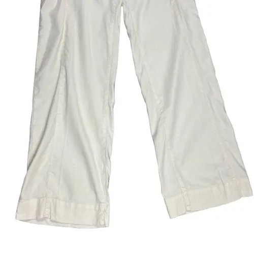 Level 99 Linen Blend Sailor Pants Wide Leg Button Front Cream Coastal Size 27 - Image 3