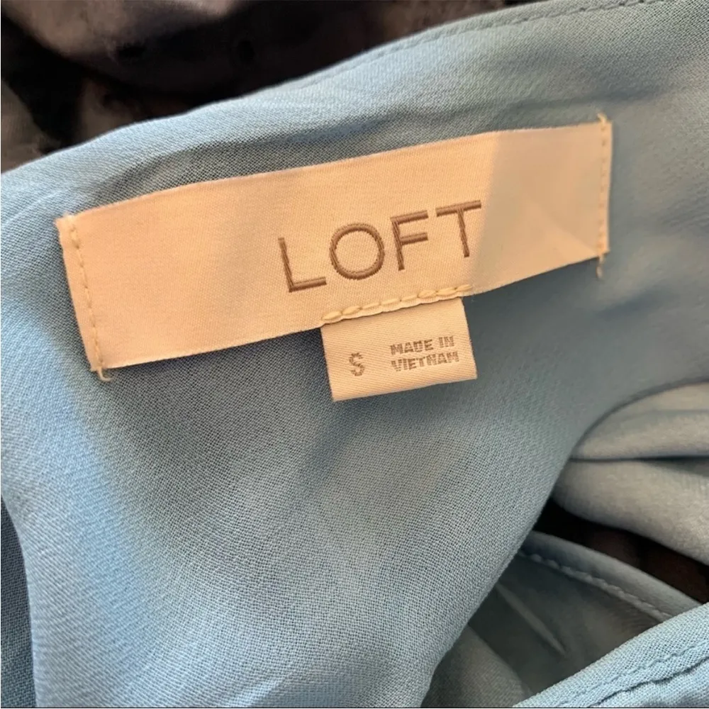 LOFT Cornflower Blue Tiered Ruffle Flutter Midi Dress S - Image 11