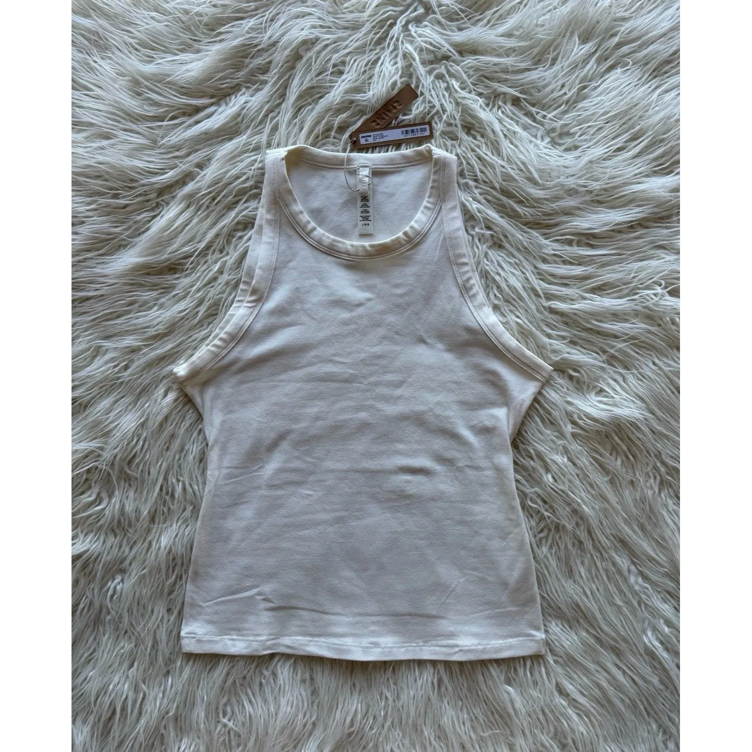 Skims Cotton Jersey High Neck Tank Marble Size Large - Image 2