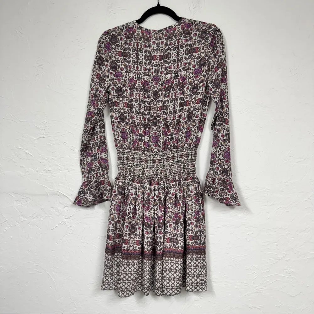 Shoshanna Purple Paisley Silk Dropped Waist Mini Dress Womens 0 Boho Coquette - Image 14