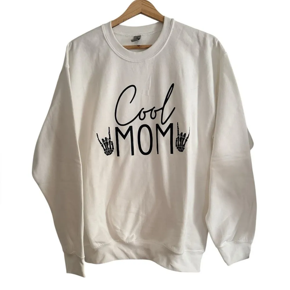 Gildan White 'Cool Mom' Crew Neck Sweater - Image 4