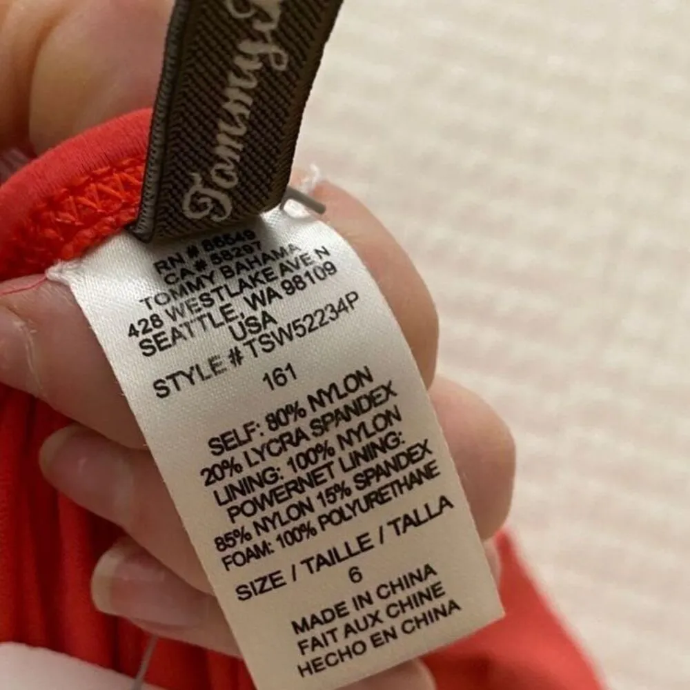 Tommy Bahama One Piece Halter Swimsuit Womens 6 Small Swim Wear Coral Pink Pinup - Image 13