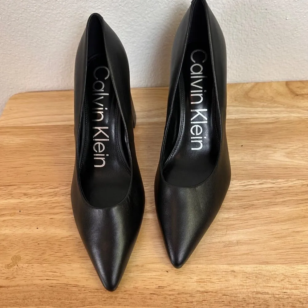 Calvin Klein Jasmine Womens Leather Upper Pumps Heels Shoes 8.5M Black - Image 3