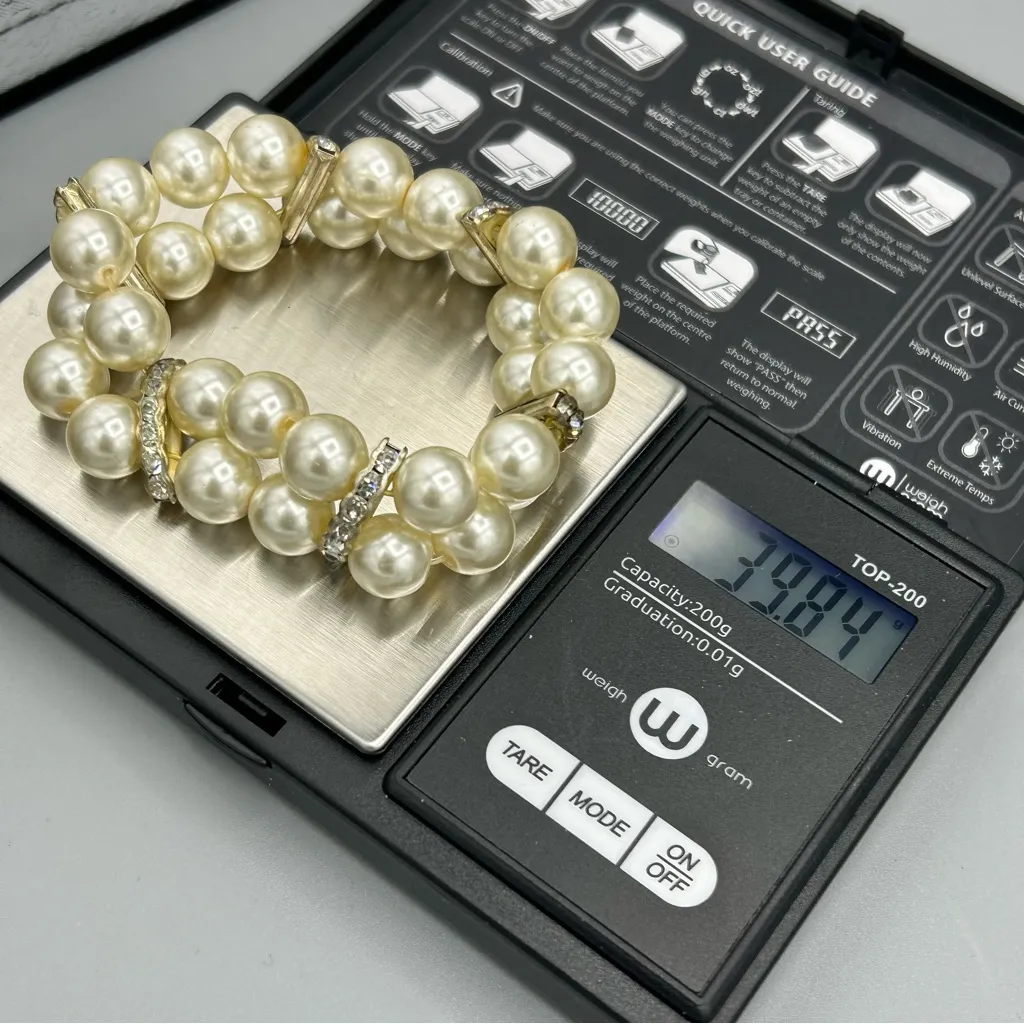 Faux Pearl Bracelet Rhinestone Spacers - Image 4