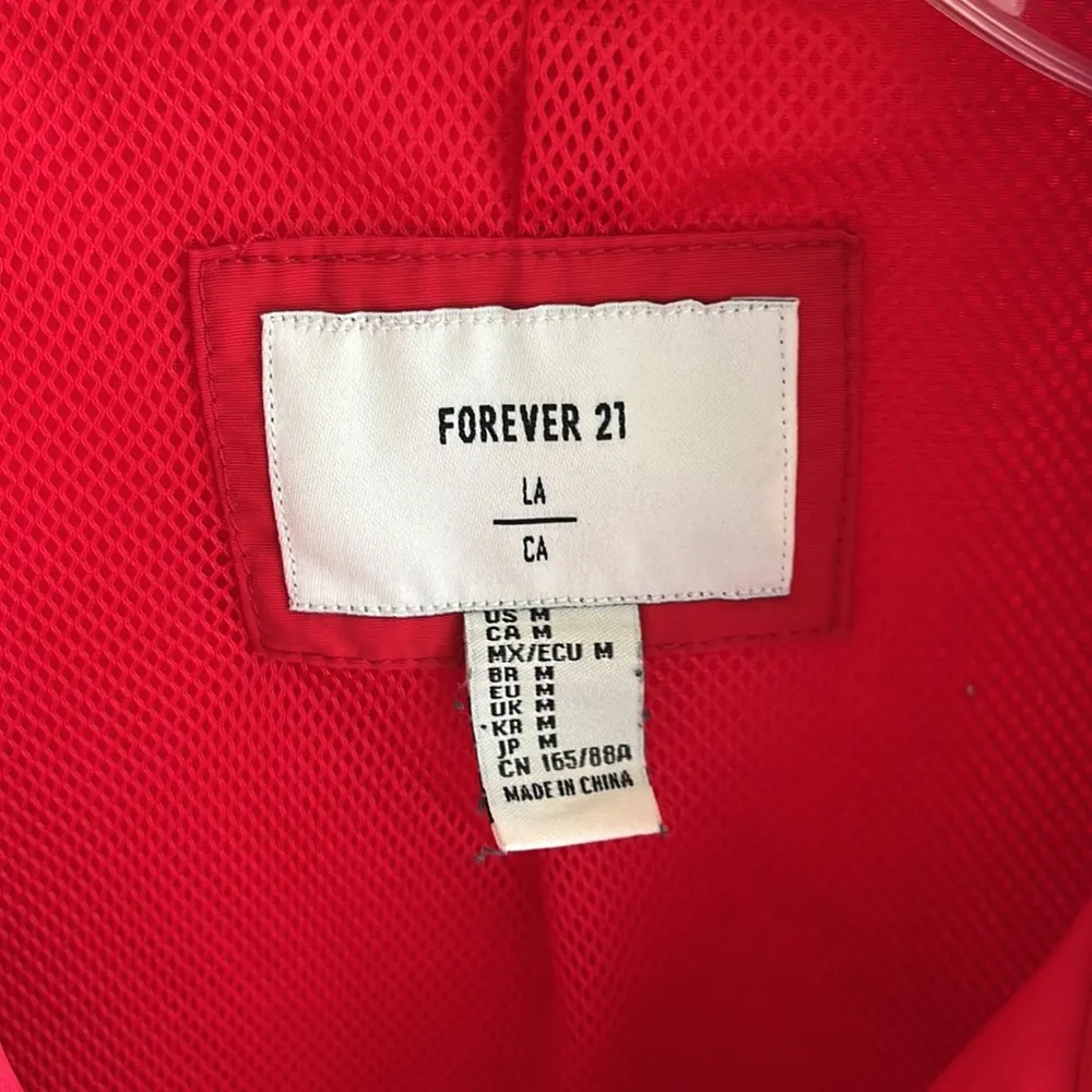 Forever 21 Pullover Jacket Red White Blue Zip Neck Lightweight Womens Medium - Image 3