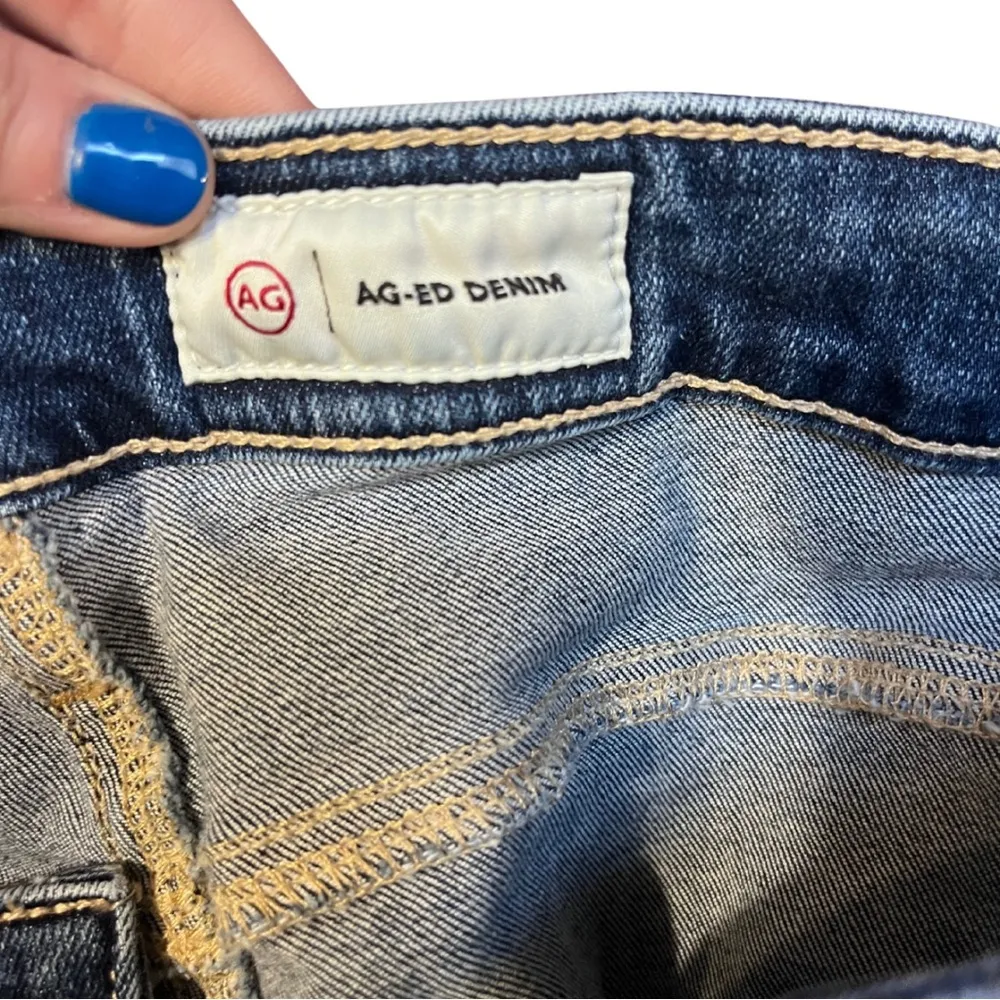 AG Adriano Goldschmied Blue Mari Crop High Rise Slim Straight Jeans sz 32 - Image 8