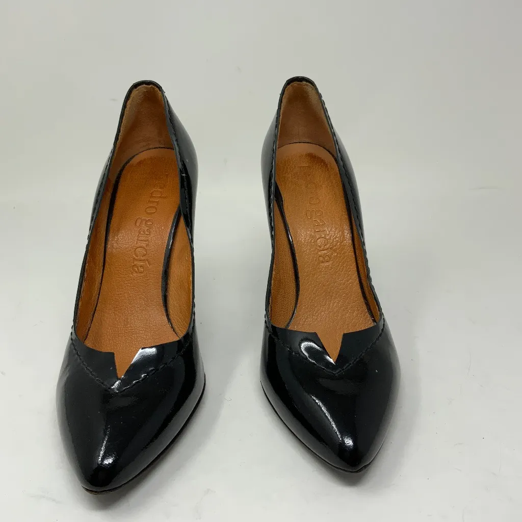 Pedro Garcia Black Patent Leather Sculptural Metal High Heel Stiletto Shoes 10 - Image 2