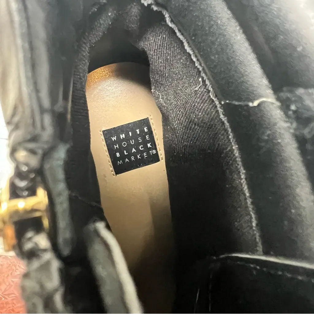 White House Black Market mid heel combat boots black suede leather size US 9M - Image 7