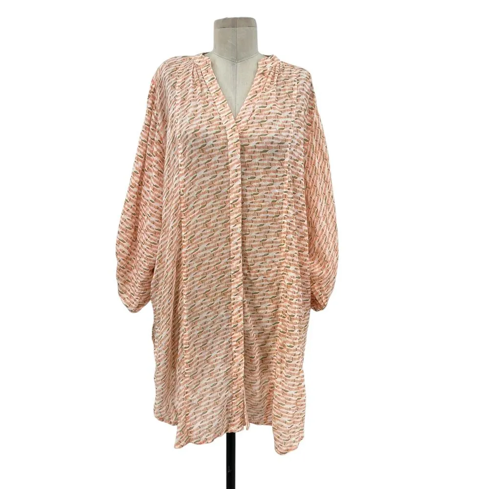 Anthropologie Maeve Lena Tunic Top‎ Yarn Dyed Lightweight Coral Orange Medium - Image 3