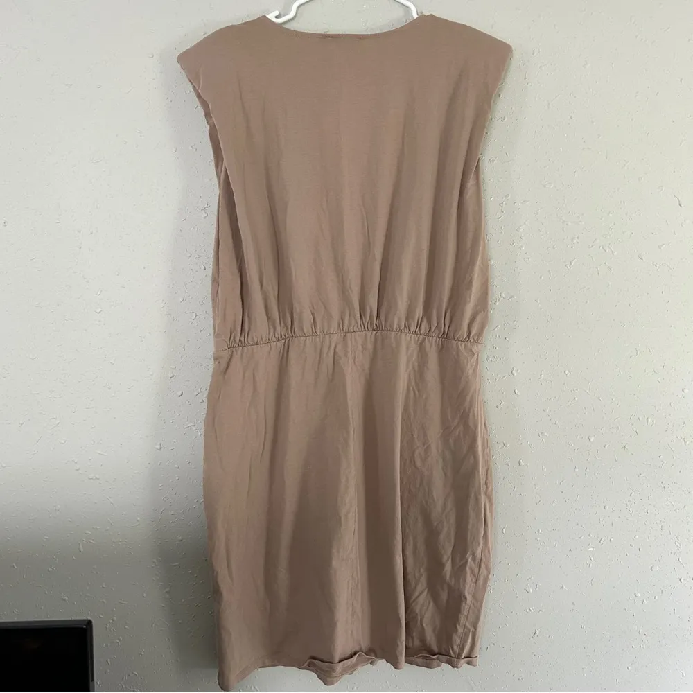 Express Tan Nude Mini Dress Shoulder Pads Comfy Casual Summer Formal XL Neutral - Image 4