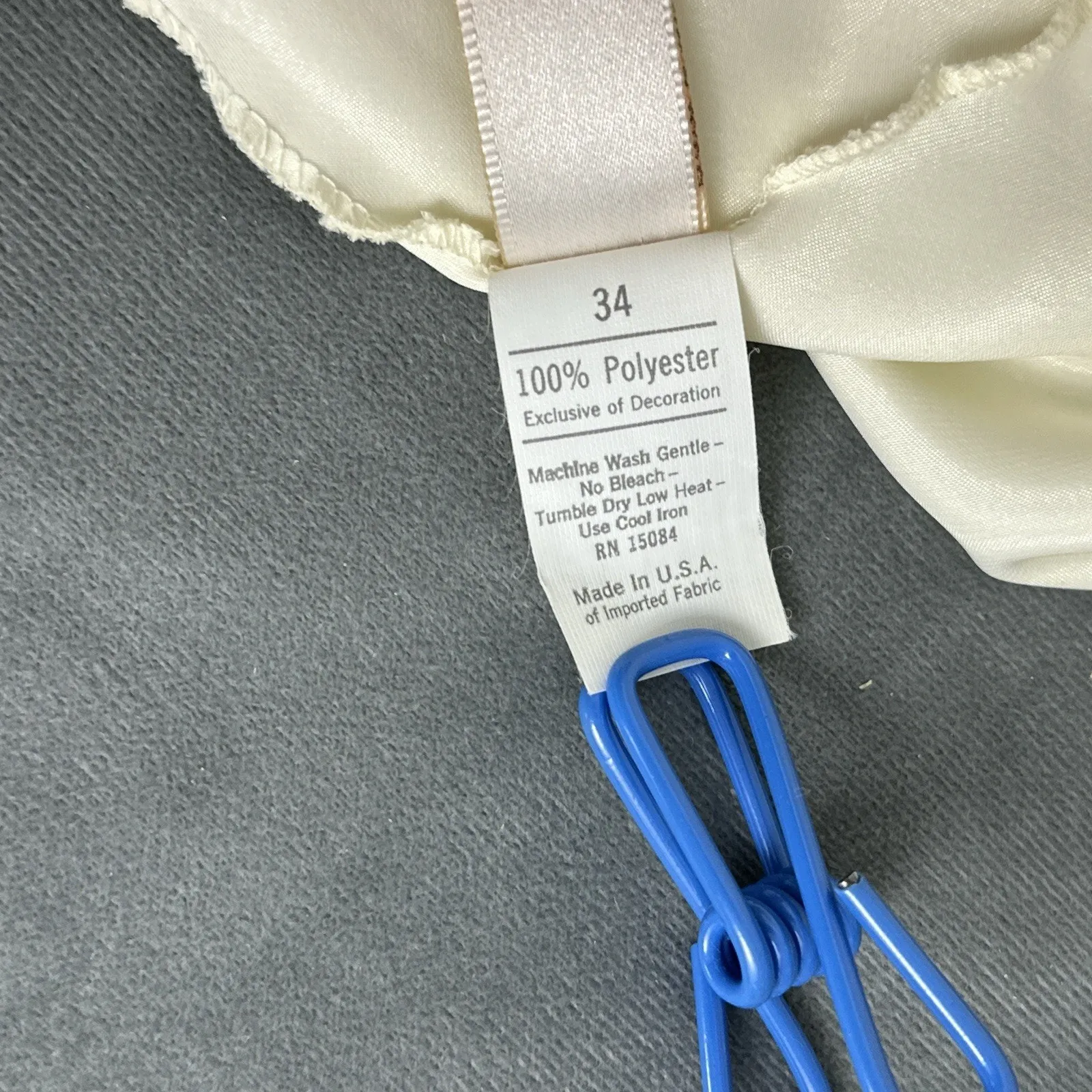 Vintage Today Tonight Satin Full Slip Dress Chemise Size 34 Cream Ivory USA Made White - Image 9