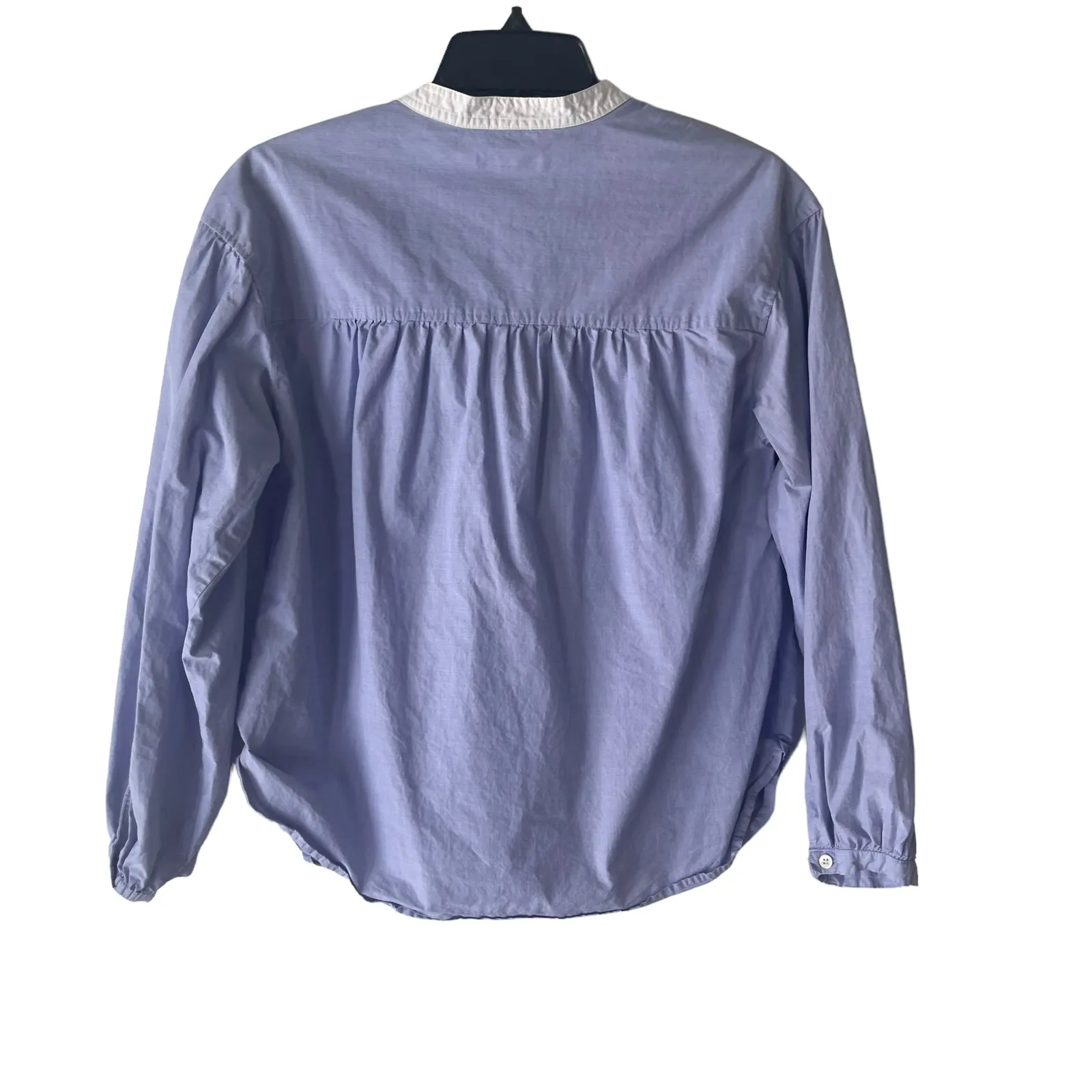 J. Crew Size 4 Small Gathered‎ Light Blue Bib Blouse Prarie Mininamlist - Image 4