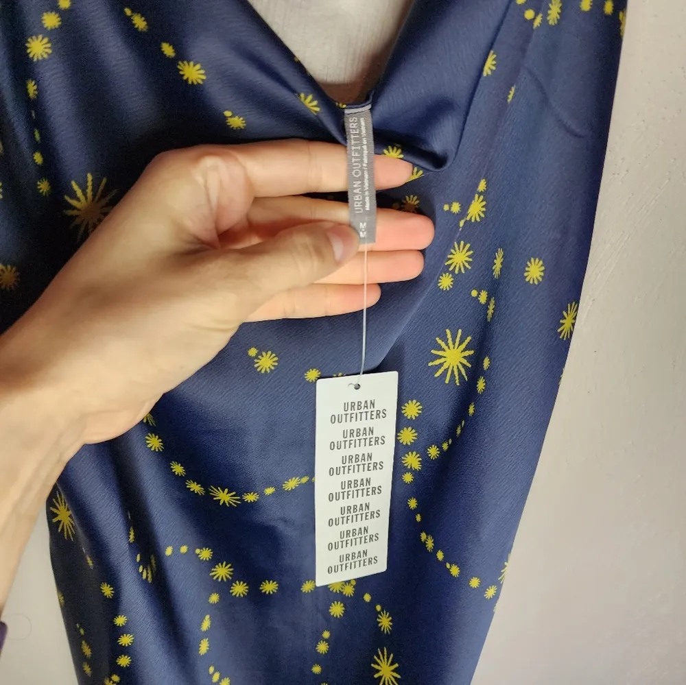 NWT Urban outfitters dark blue satin cowl neck mini dress size M - Image 2