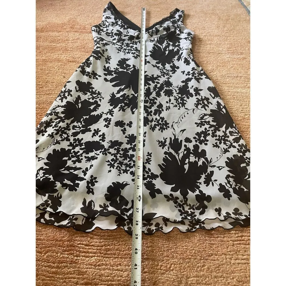 Alyn Paige New York Black White Floral Sleeveless Dress Lace Trim Size 7/8 - Image 6