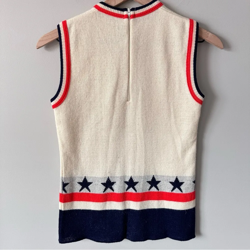 Vtg Jonathan Logan Wool Blend Nautical Sweater Vest Sz XS Coastal Grandma Preppy Red Size L - Image 9