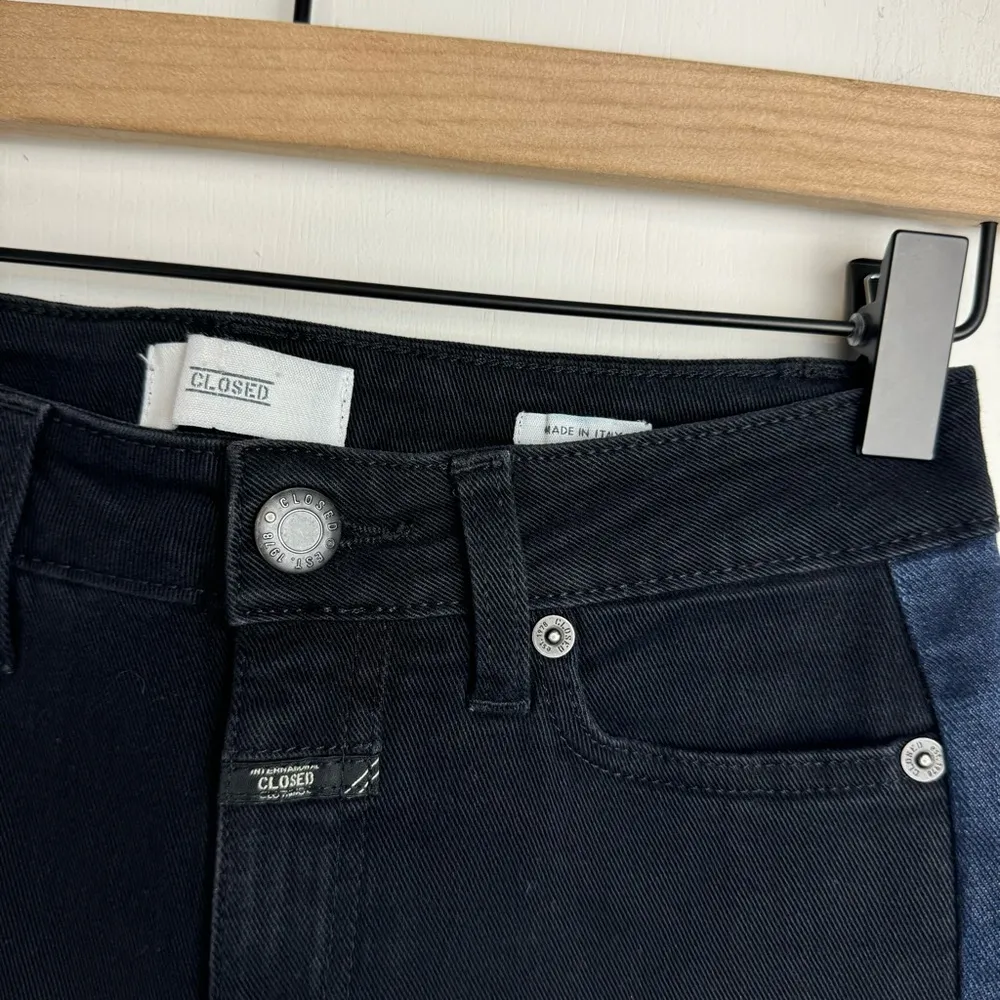 Closed Denim Lizzy Skinny Jeans Sz 24 Two Tone Black Blue Side Stripe - Image 6