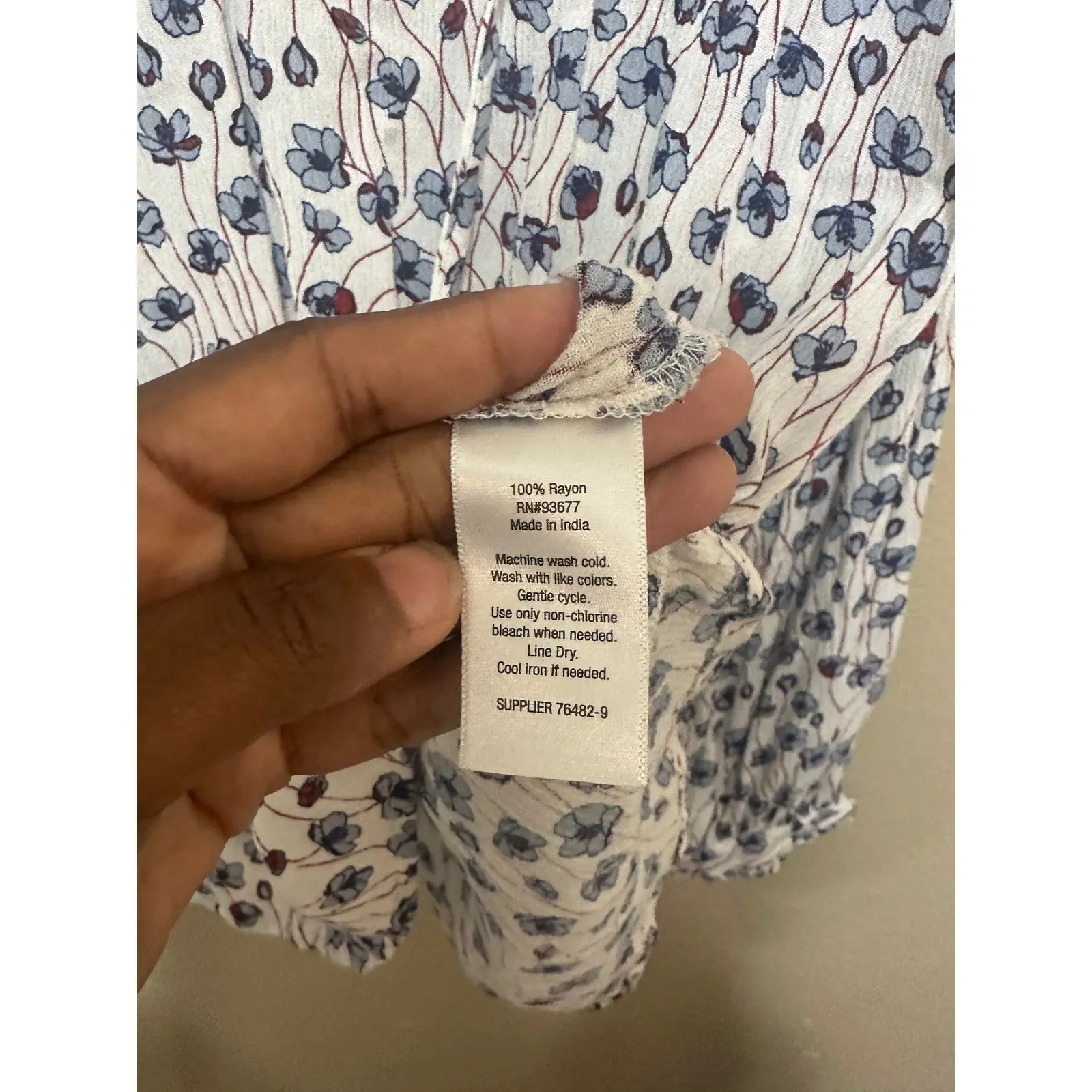 ANA Floral Print Long Sleeve Blouse White Blue Women's‎ Size 2XL Top - Image 5