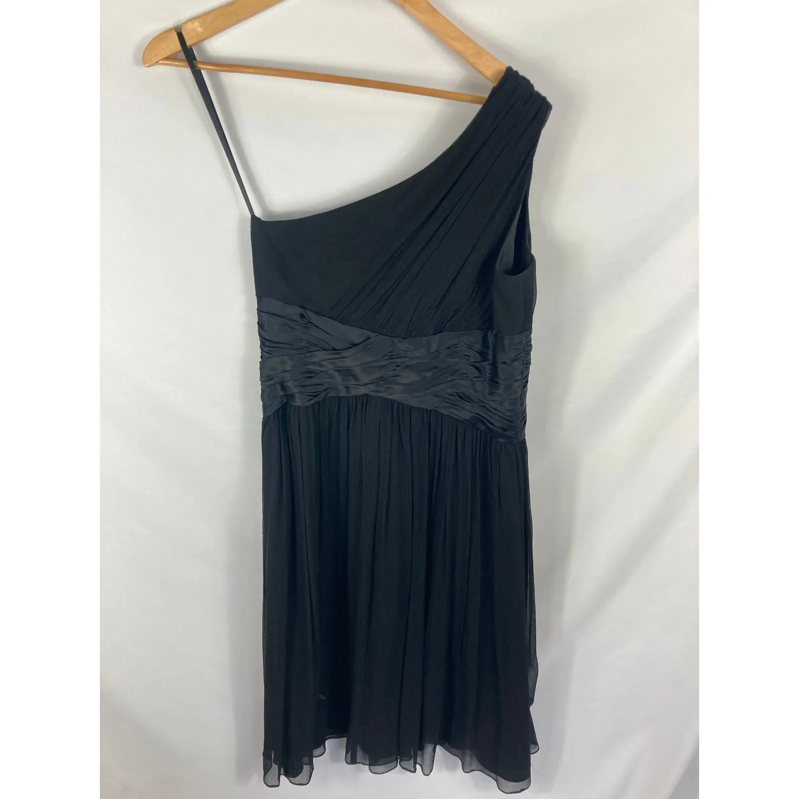 Maggy London Vintage One Shoulder 100% Silk Black Flowy Formal Dress Size S/M - Image 4