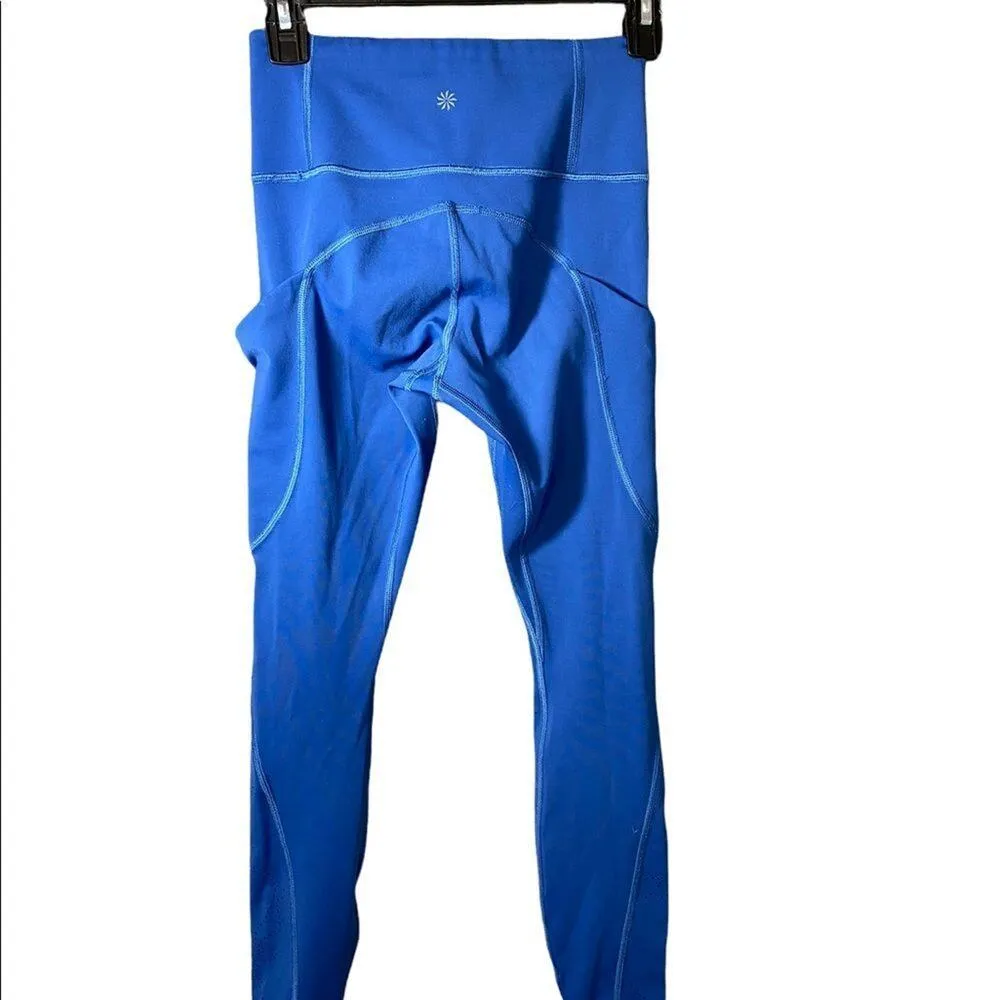 Athleta All In Reaction 7/8 Tight Lazer Cut Atlantis Pocket Blue Leggings Sz XXS - Image 3
