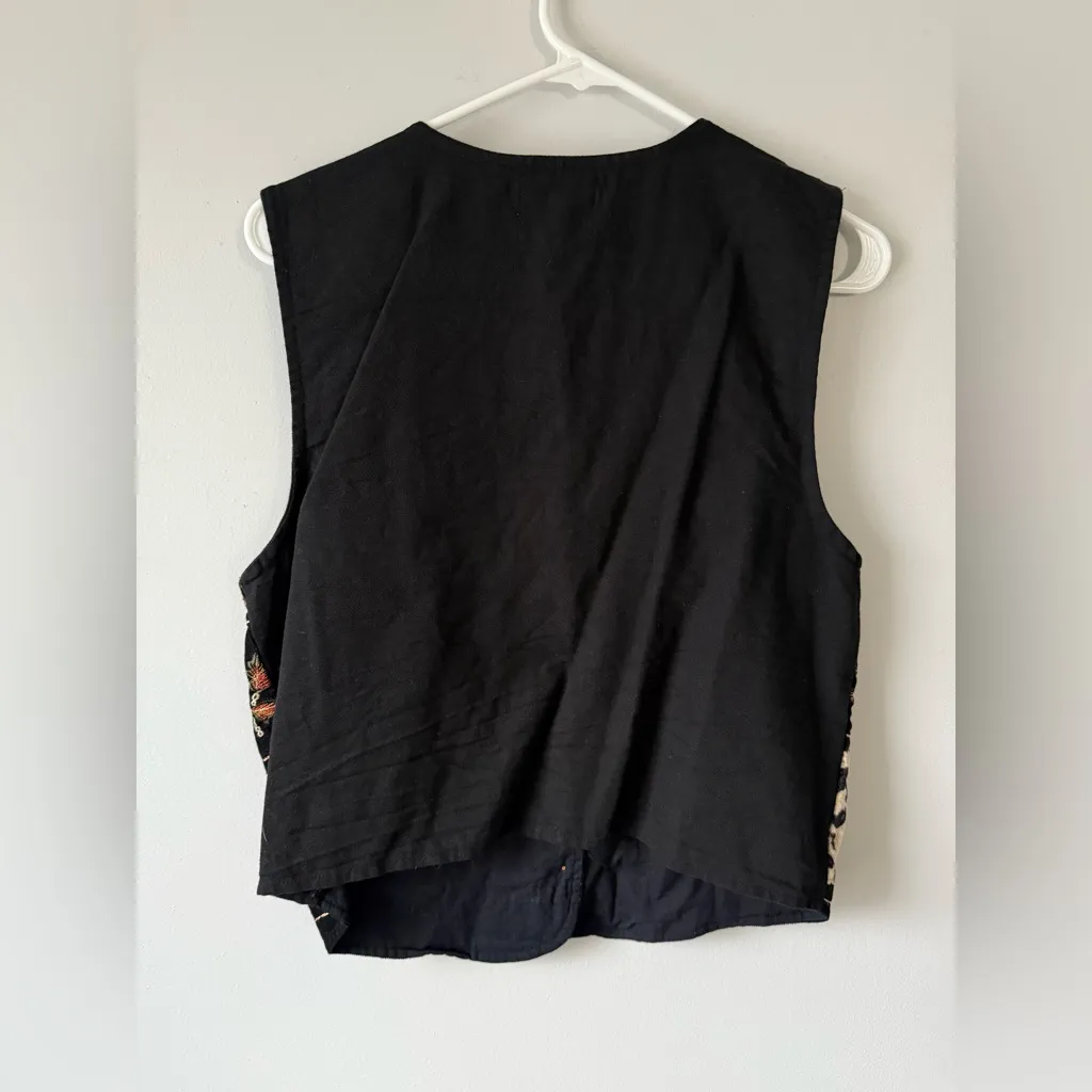 VTG Tantrum Funky Black Brown Patterned Vest Retro Cheetah Leopard Print S M Size M - Image 6